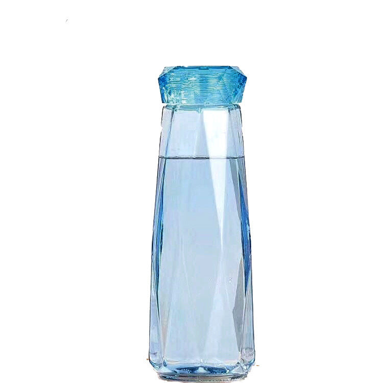 Crystal Glass Cup With Lid Diamond Rhombus Design Gift Drinkware
