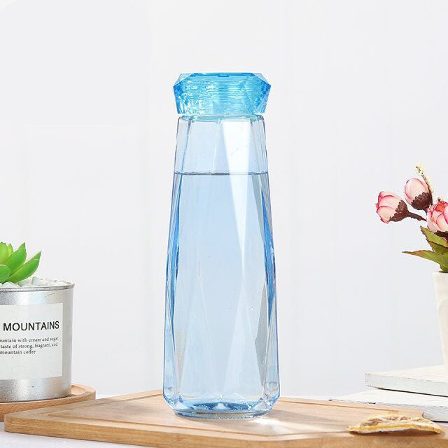 Crystal Glass Cup With Lid Diamond Rhombus Design Gift Drinkware