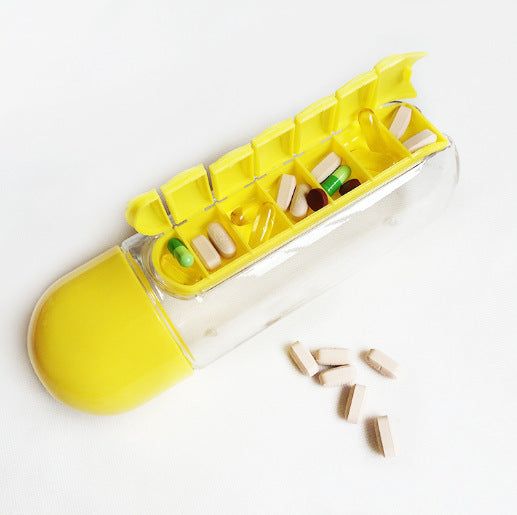 Two In One Water Cup Pill Box 7 Day Organizer Bottle For Outdoor Use