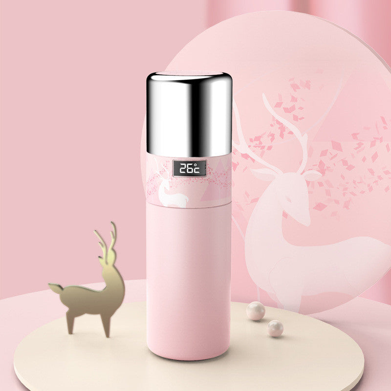 Smart Thermos Cup 55 Degree Cooling With Temperature Display Stainless Steel