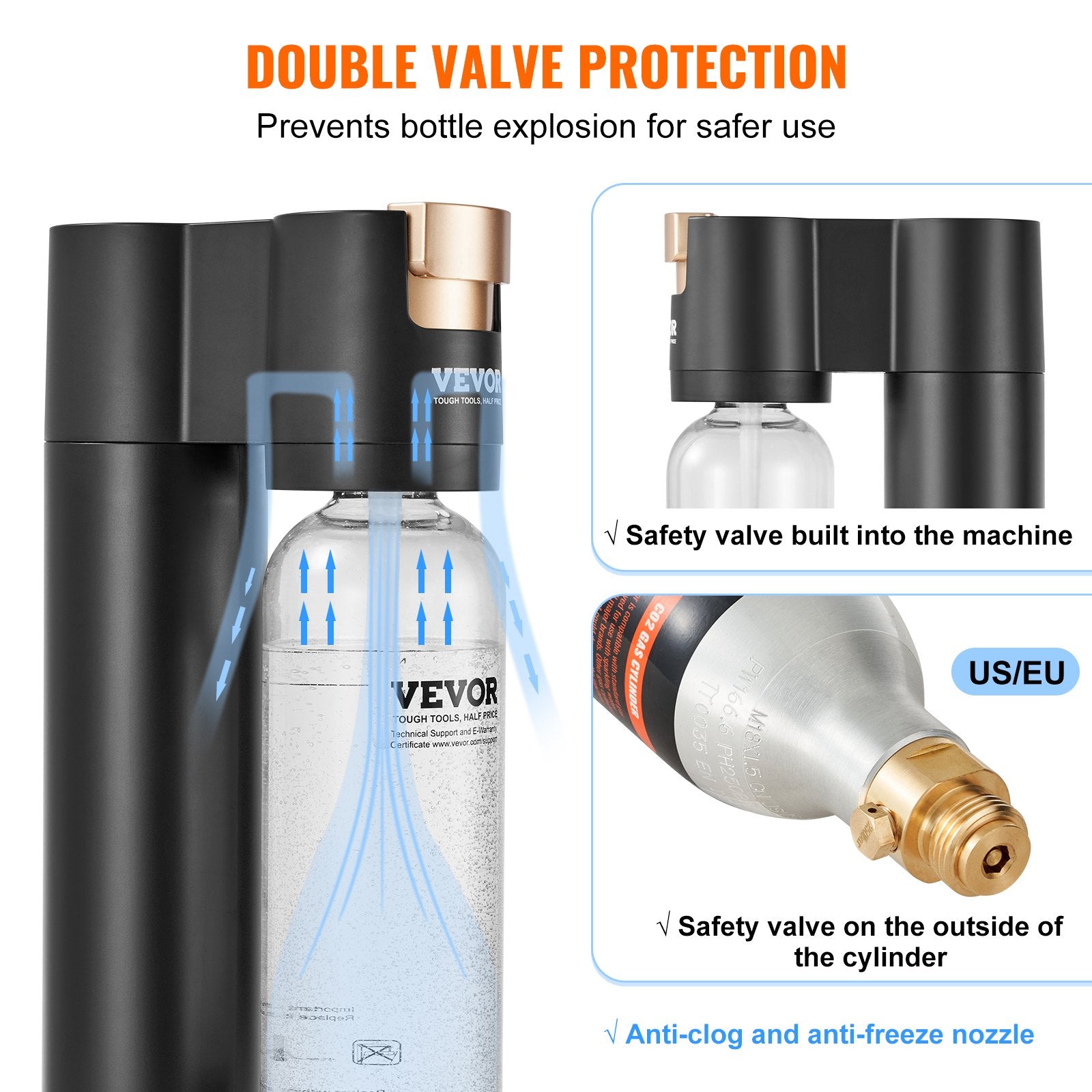 Sparkling Water Maker Soda Machine For Home Carbonating Kit 1L BPA Free Bottle