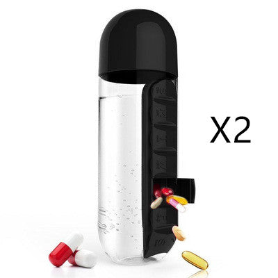 Two In One Water Cup Pill Box 7 Day Organizer Bottle For Outdoor Use