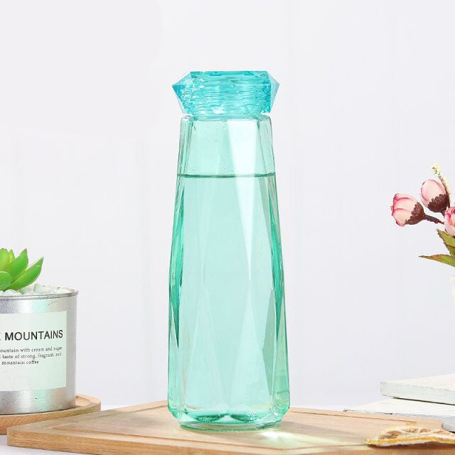 Crystal Glass Cup With Lid Diamond Rhombus Design Gift Drinkware