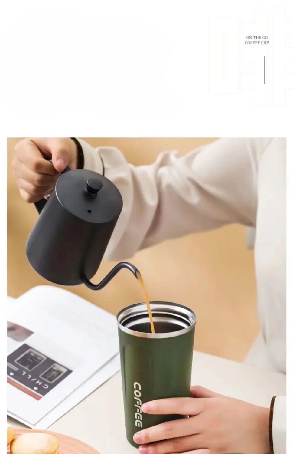 Thermo Cafe Coffee Mug Car Thermos Mug 380/510ML Leak_Proof Travel Thermo Cup for Tea Water Coffee Double Stainless Steel