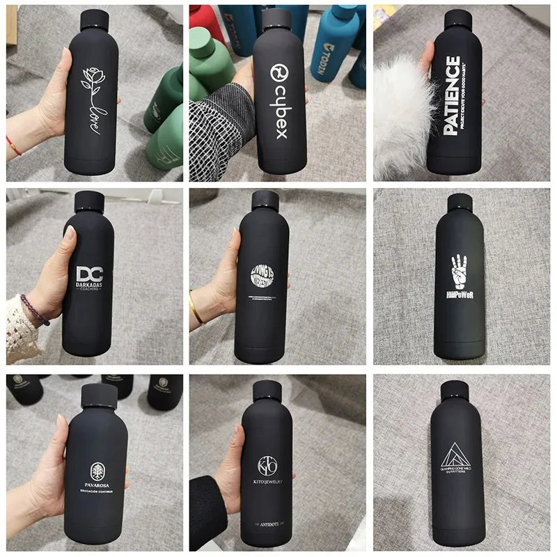 Custom Logo Name Thermos Large Vacuum Flask Stainless Steel Portable Thermos Bottle Outdoor Sports Water Bottle Travel Mug 500ml