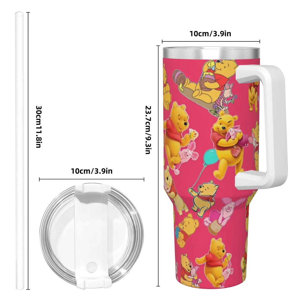 Piglet Tigge Eeyore Winnie Pooh Stainless Steel Tumbler Travelist Mugs Cup Large Thermal Mug Keep Heat Cold Drink Water Bottle