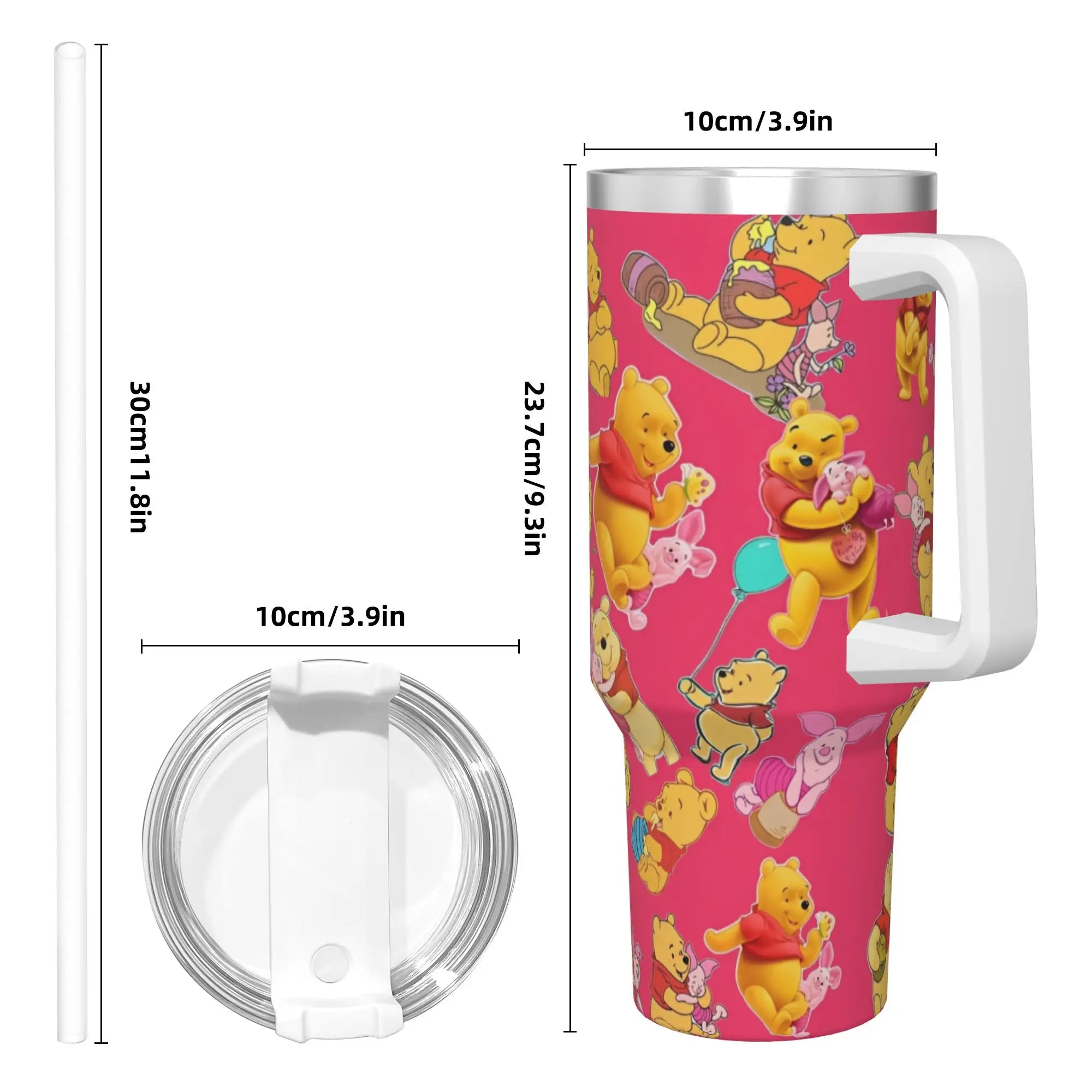 Piglet Tigge Eeyore Winnie Pooh Stainless Steel Tumbler Travelist Mugs Cup Large Thermal Mug Keep Heat Cold Drink Water Bottle