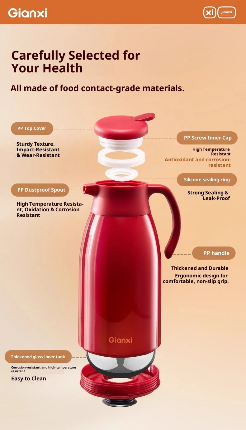 Gianxi Red Thermos  Household Large Capacity Thermos  Wedding Dowry Pair Thermos  Office Thermos