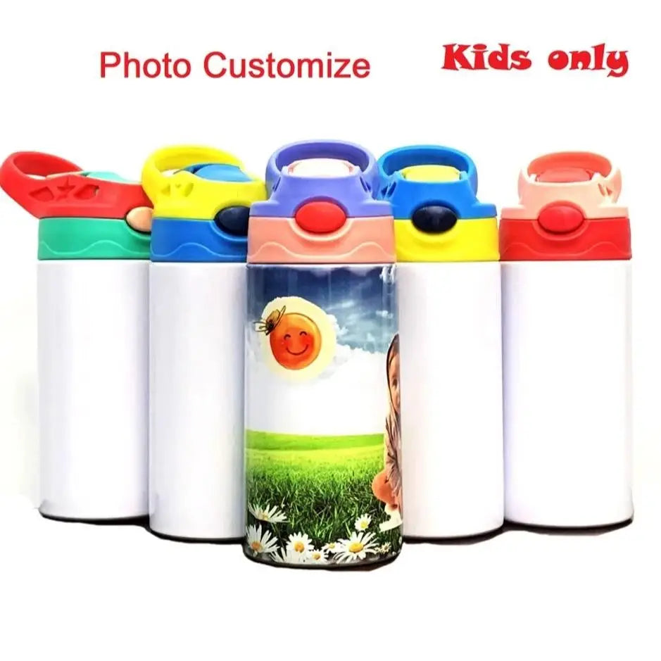 350ML Children Kids Thermos DIY LOGO customize Photo Name Colorful Printing Full Around Bottle Creative Gift School Kindergarten