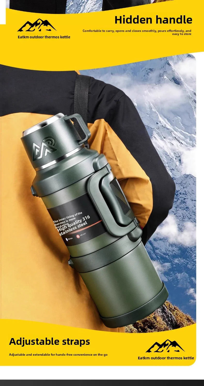 Car Large Thermos -1.7L/2.0L/2.5L Stainless Steel Thermos, Suitable for Travel, Camping  Super Large Vacuum Insulati