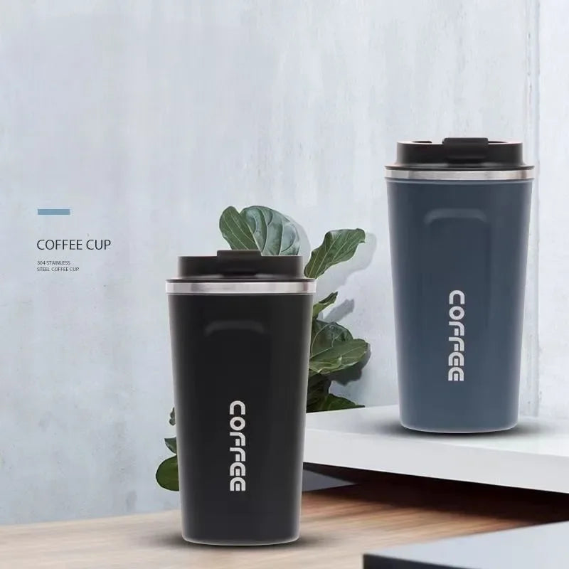 Thermo Cafe Coffee Mug Car Thermos Mug 380/510ML Leak_Proof Travel Thermo Cup for Tea Water Coffee Double Stainless Steel