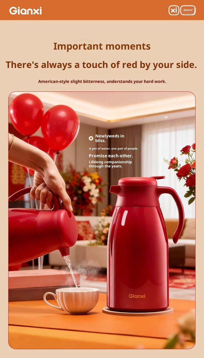 Gianxi Red Thermos  Household Large Capacity Thermos  Wedding Dowry Pair Thermos  Office Thermos