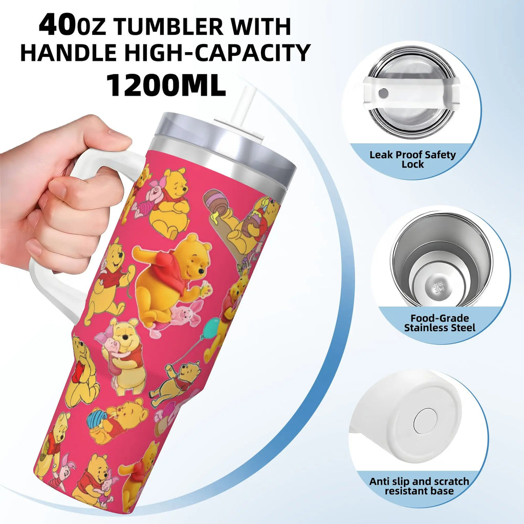 Piglet Tigge Eeyore Winnie Pooh Stainless Steel Tumbler Travelist Mugs Cup Large Thermal Mug Keep Heat Cold Drink Water Bottle