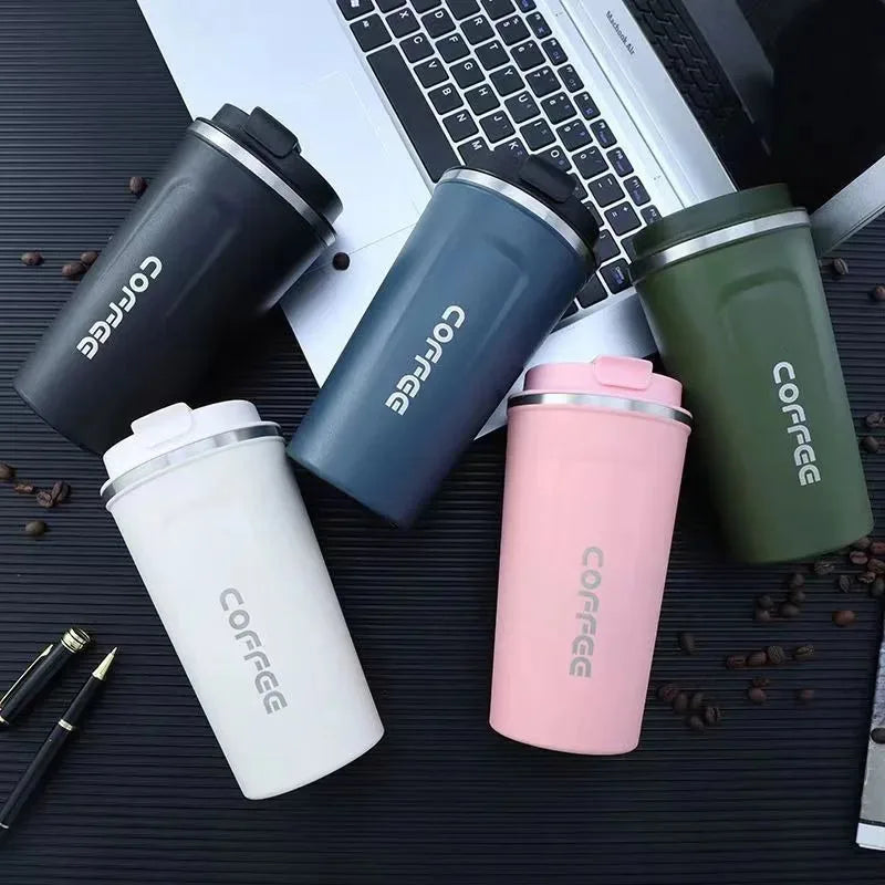 Thermo Cafe Coffee Mug Car Thermos Mug 380/510ML Leak_Proof Travel Thermo Cup for Tea Water Coffee Double Stainless Steel
