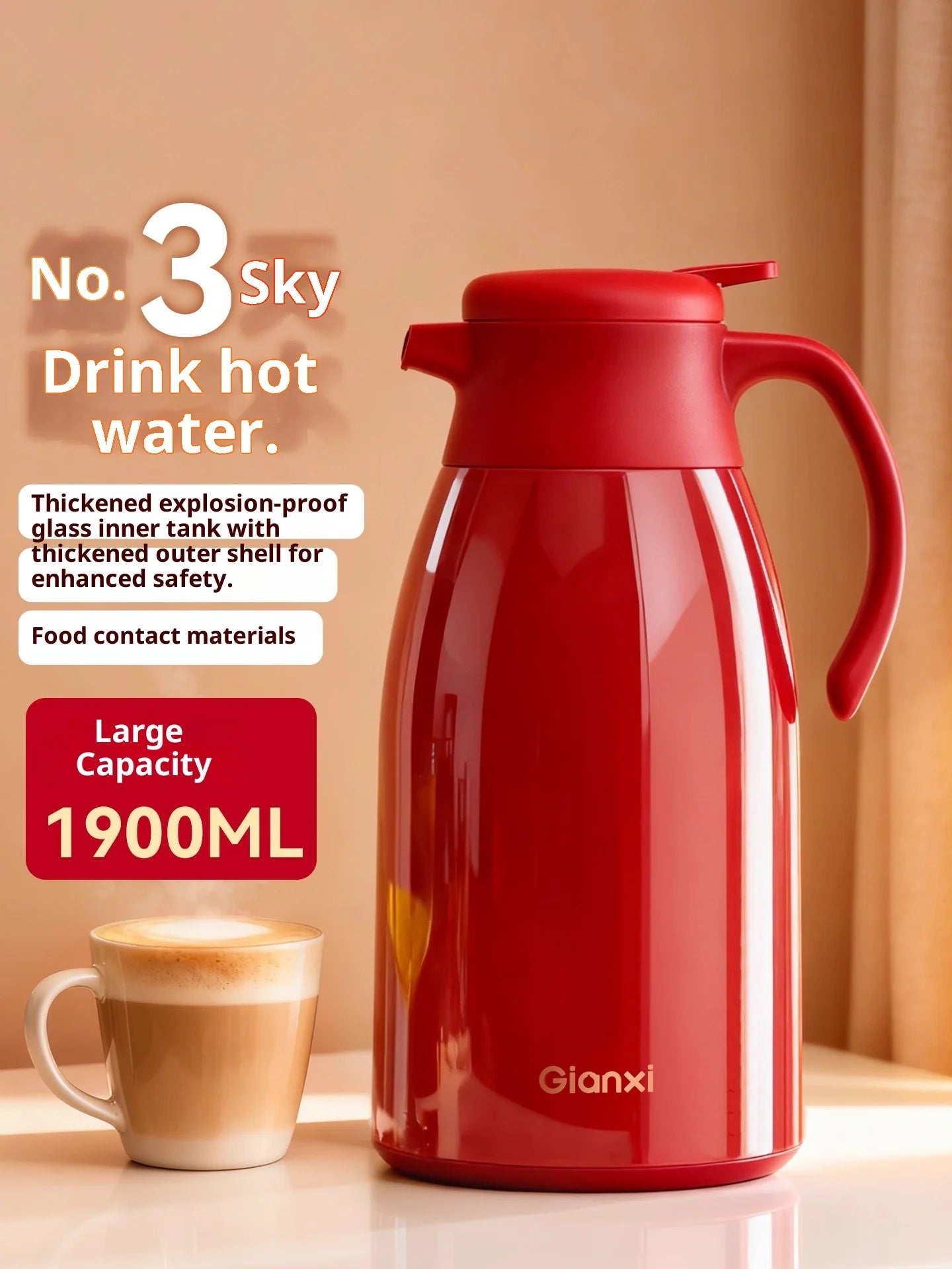 Gianxi Red Thermos  Household Large Capacity Thermos  Wedding Dowry Pair Thermos  Office Thermos