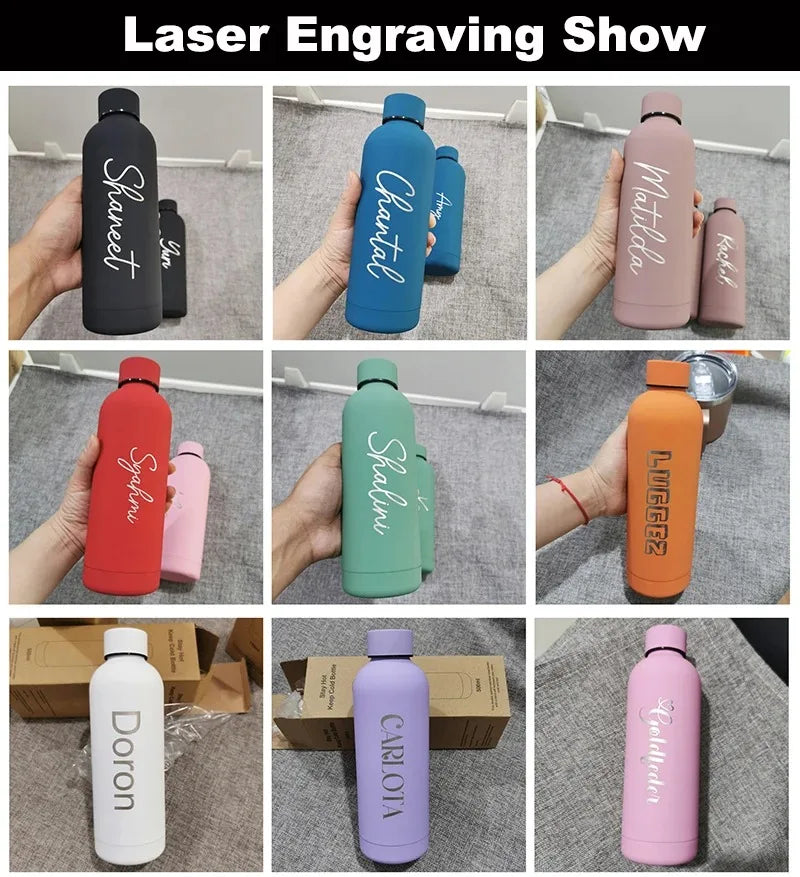 Custom Logo Name Thermos Large Vacuum Flask Stainless Steel Portable Thermos Bottle Outdoor Sports Water Bottle Travel Mug 500ml