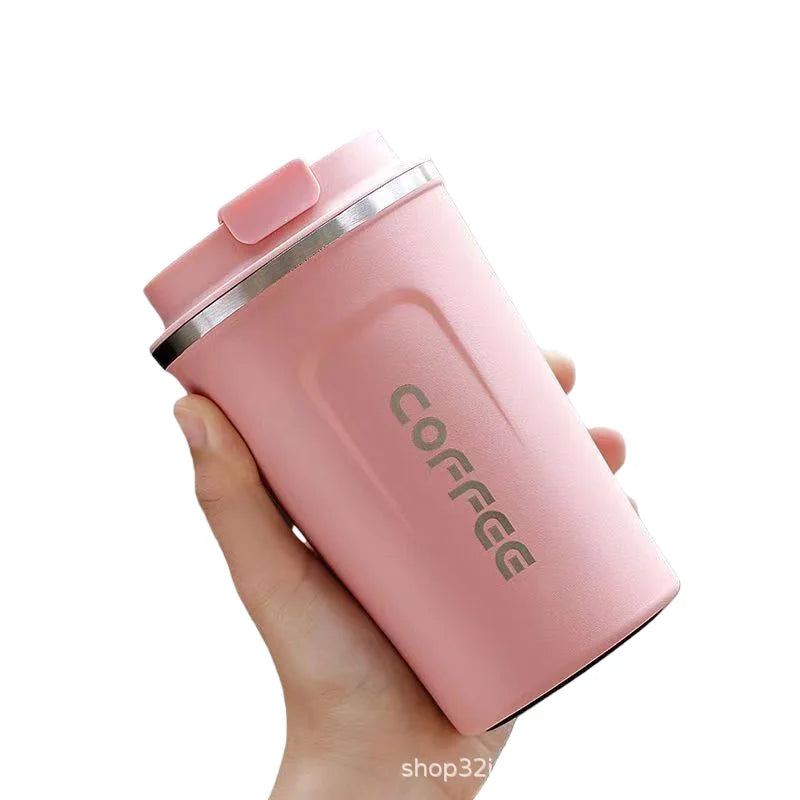 Thermo Cafe Coffee Mug Car Thermos Mug 380/510ML Leak_Proof Travel Thermo Cup for Tea Water Coffee Double Stainless Steel