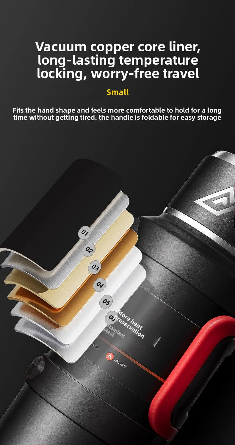 Car Large Thermos -1.7L/2.0L/2.5L Stainless Steel Thermos, Suitable for Travel, Camping  Super Large Vacuum Insulati