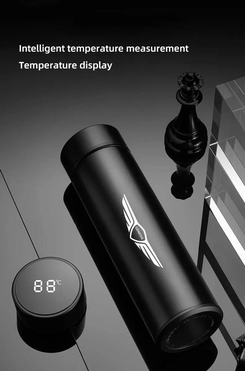 500Ml Thermos Bottle Smart Cup Digital with Temperature Display Genesis Car 304 Stainless Steel Thermos Bottle Long-lasting Heat