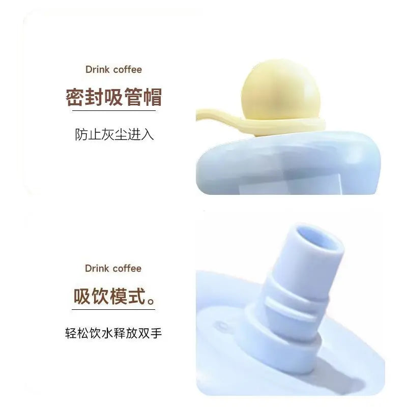 BT21 Cooky Thermos High Color Value Cartoon Animation Printing Large Capacity Portable Cute Floating Ball Straw Double Drink Cup