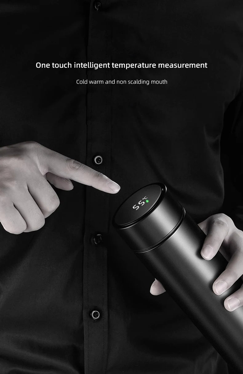 500Ml Thermos Bottle Smart Cup Digital with Temperature Display Genesis Car 304 Stainless Steel Thermos Bottle Long-lasting Heat