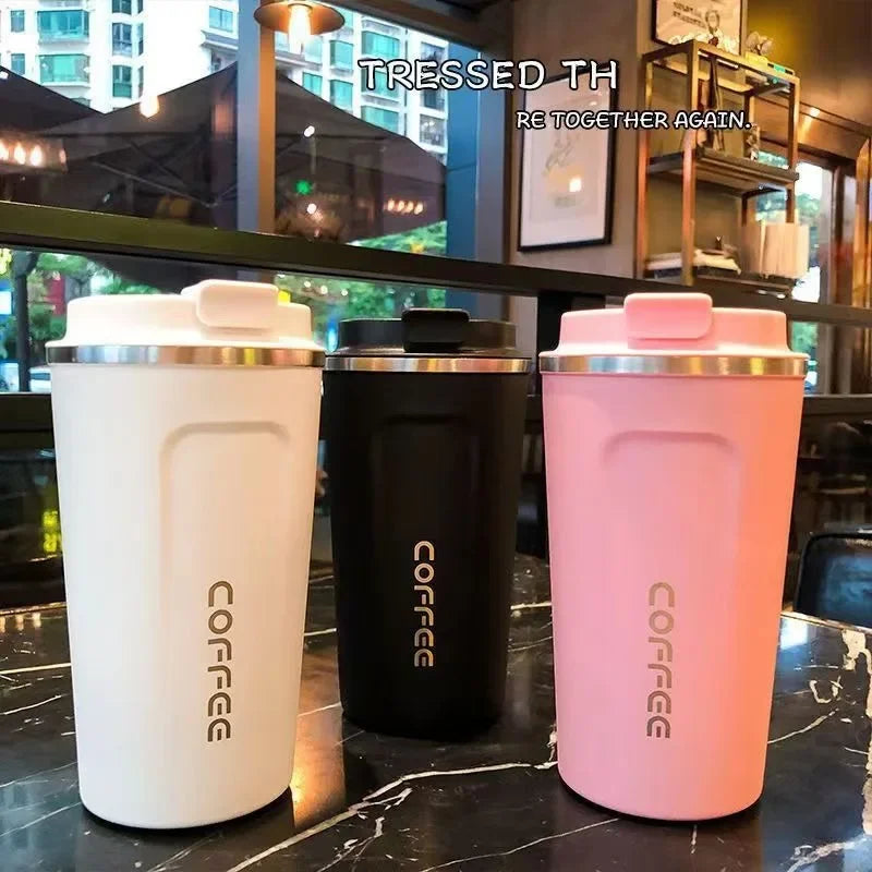 Thermo Cafe Coffee Mug Car Thermos Mug 380/510ML Leak_Proof Travel Thermo Cup for Tea Water Coffee Double Stainless Steel