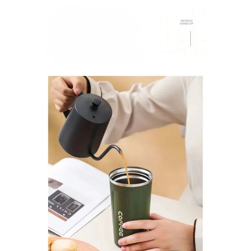 Thermo Cafe Coffee Mug Car Thermos Mug 380/510ML Leak_Proof Travel Thermo Cup for Tea Water Coffee Double Stainless Steel