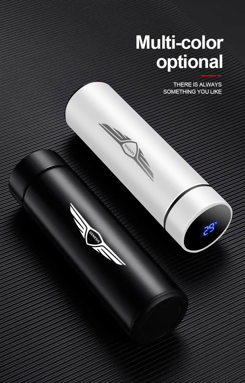 500Ml Thermos Bottle Smart Cup Digital with Temperature Display Genesis Car 304 Stainless Steel Thermos Bottle Long-lasting Heat