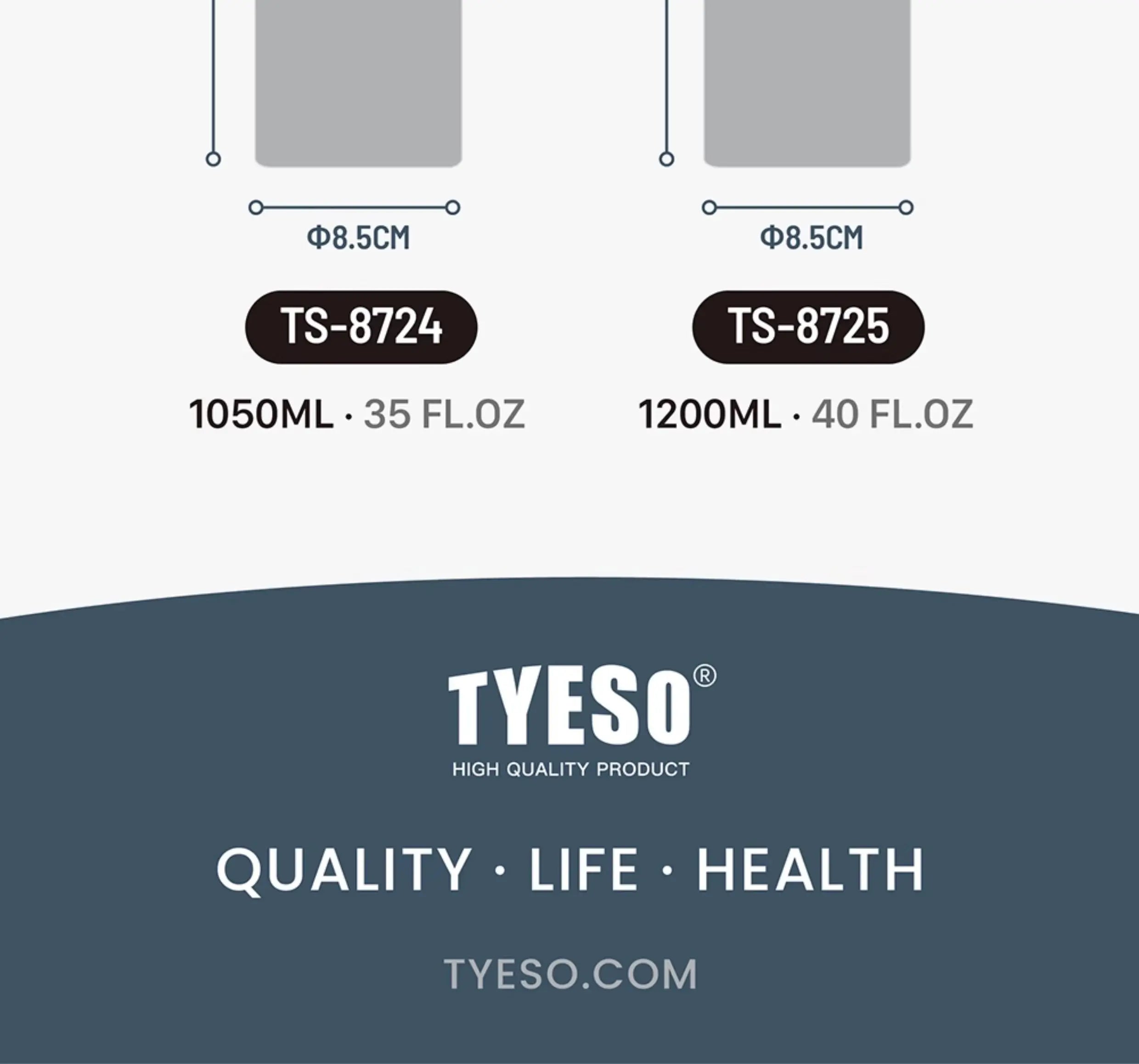 Tyeso Sports Thermos Bottle 8706C Keeps Cold And Hot 600/750/1050/1200ml Outdoor Vacuum Insulated Portable Stainless Steel Cup