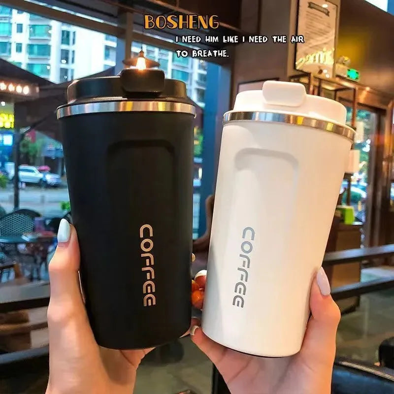 Thermo Cafe Coffee Mug Car Thermos Mug 380/510ML Leak_Proof Travel Thermo Cup for Tea Water Coffee Double Stainless Steel