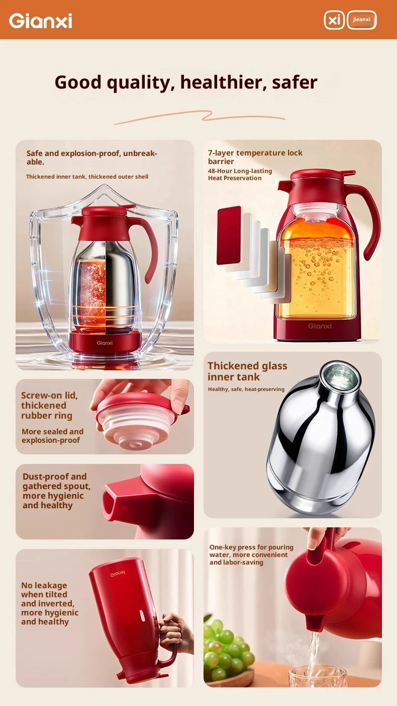 Gianxi Red Thermos  Household Large Capacity Thermos  Wedding Dowry Pair Thermos  Office Thermos