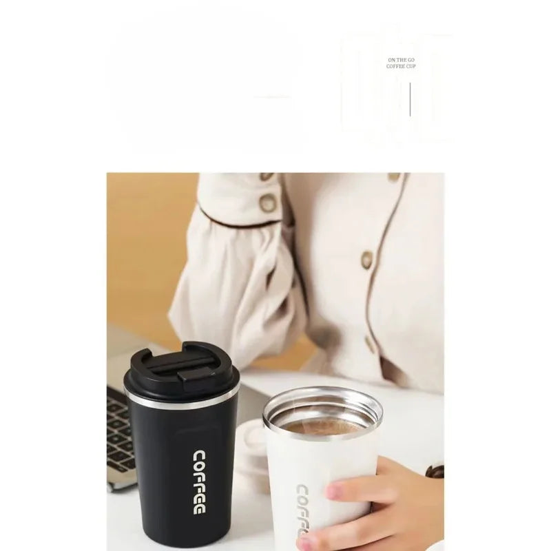 Thermo Cafe Coffee Mug Car Thermos Mug 380/510ML Leak_Proof Travel Thermo Cup for Tea Water Coffee Double Stainless Steel