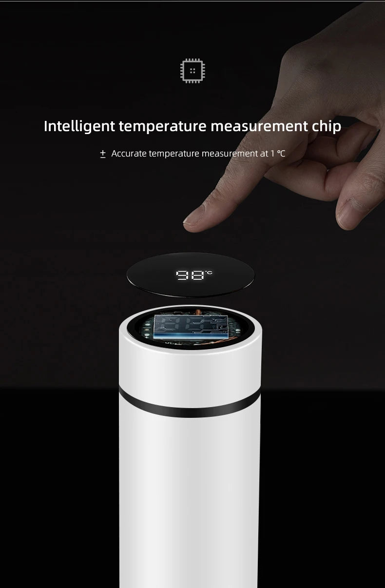 500Ml Thermos Bottle Smart Cup Digital with Temperature Display Genesis Car 304 Stainless Steel Thermos Bottle Long-lasting Heat