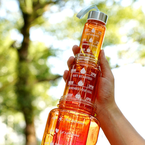 3 In 1 Gradient Color Motivational Water Bottles Set 64 Oz 32 Oz 15 Oz Outdoor