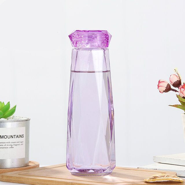Crystal Glass Cup With Lid Diamond Rhombus Design Gift Drinkware