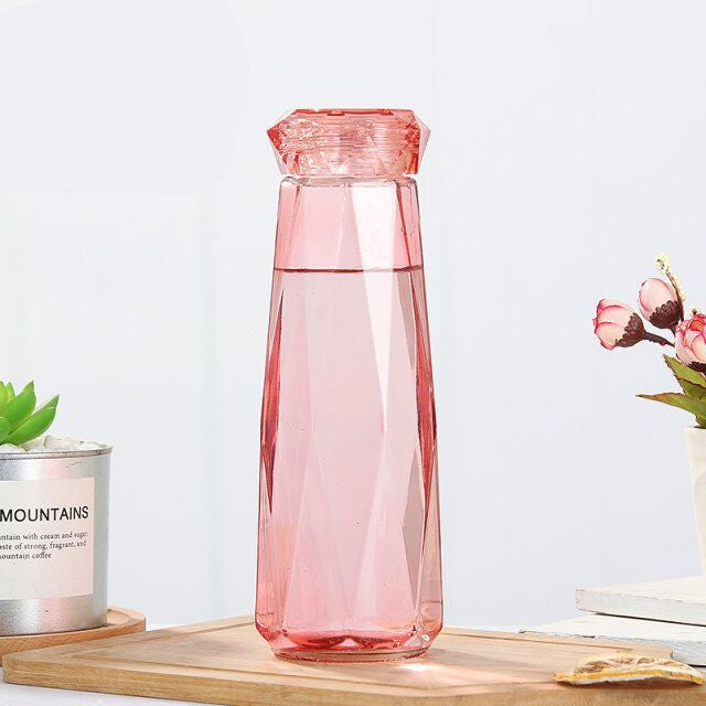 Crystal Glass Cup With Lid Diamond Rhombus Design Gift Drinkware